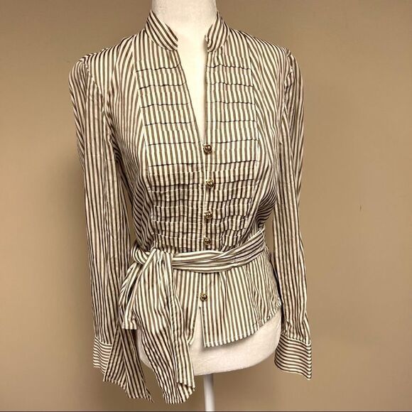 Jones New York pleated front striped button down. S - Picture 1 of 7